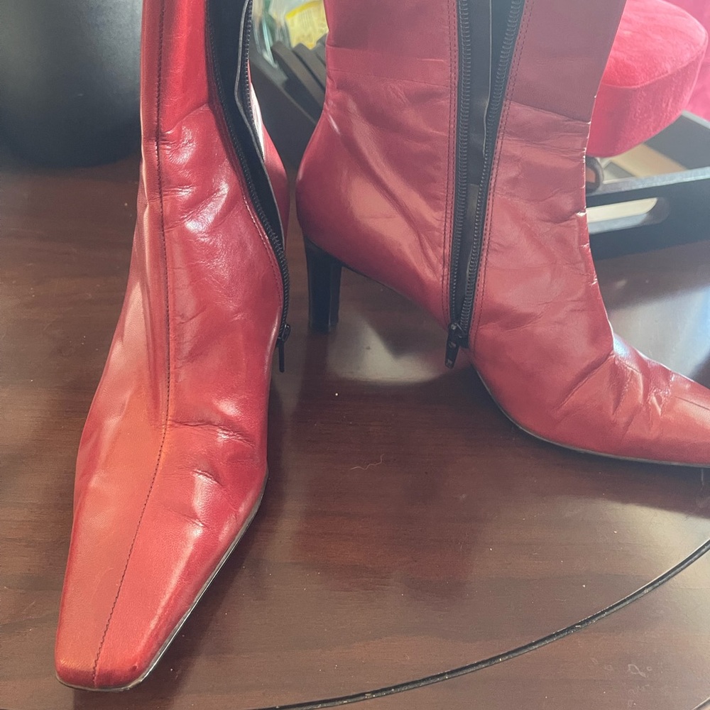 Red Leather Women's Boots